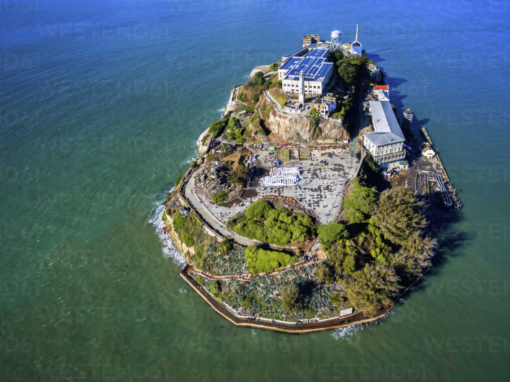 aerial view of the prison island of alcatraz in san francisco bay MINF01100 1024x767